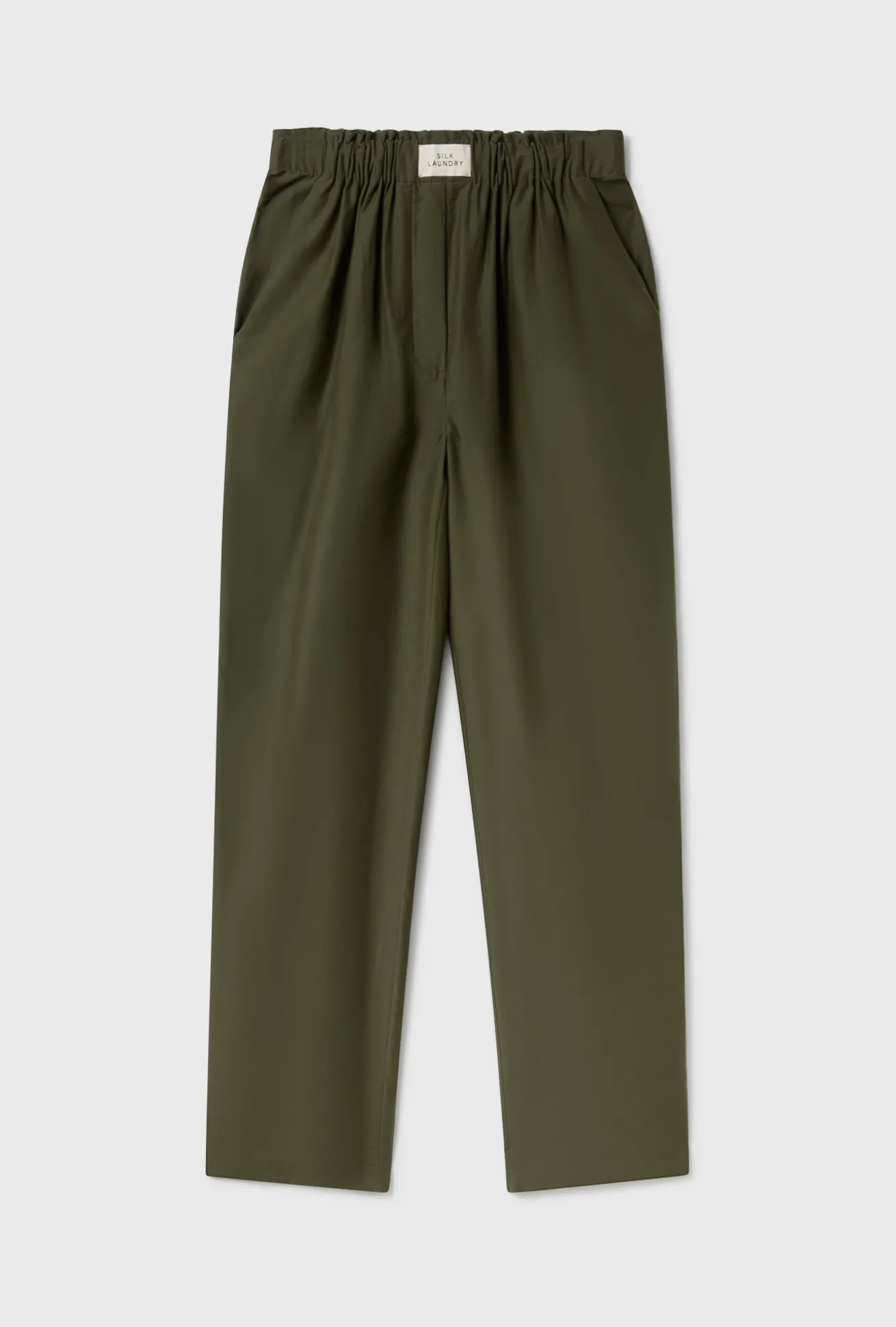 COTTON SILK PAPER BAG PANTS PINE