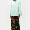 COTTON SILK PLEATED YOKE SHIRT DEW
