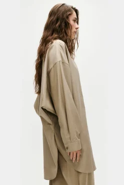 COTTON SILK ROUND SHIRT GRAPHITE