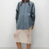 COTTON SILK ROUND SHIRT SLATE