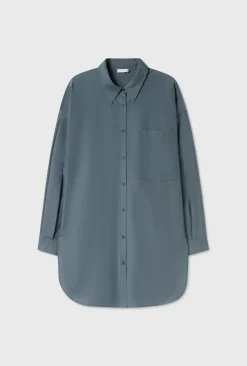 COTTON SILK ROUND SHIRT SLATE