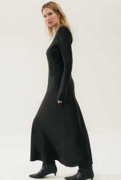 FULL SLEEVE BIAS DRESS BLACK