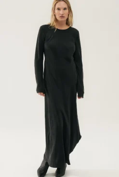 FULL SLEEVE BIAS DRESS BLACK