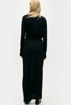 JERSEY MODAL DRAPE TOP BLACK