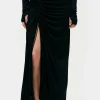 JERSEY MODAL RUCHED SKIRT BLACK