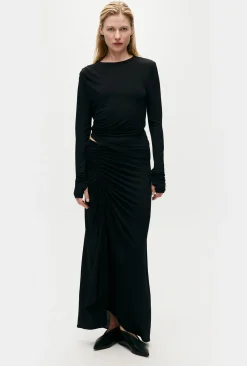 JERSEY MODAL RUCHED SKIRT BLACK