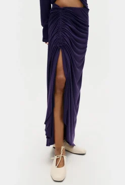 JERSEY MODAL RUCHED SKIRT NIGHTSHADE