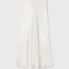 LONG BIAS CUT SKIRT BLANKET STITCH OFF-WHITE