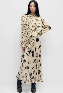 LONG BIAS CUT SKIRT MIRACLES HAZELNUT