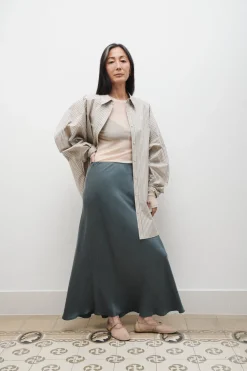 LONG BIAS CUT SKIRT SLATE