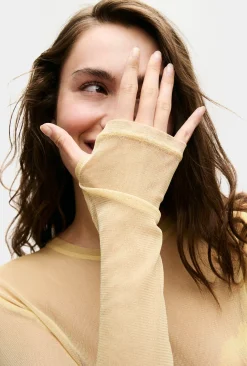 MESH LONG SLEEVE TOP SHELL