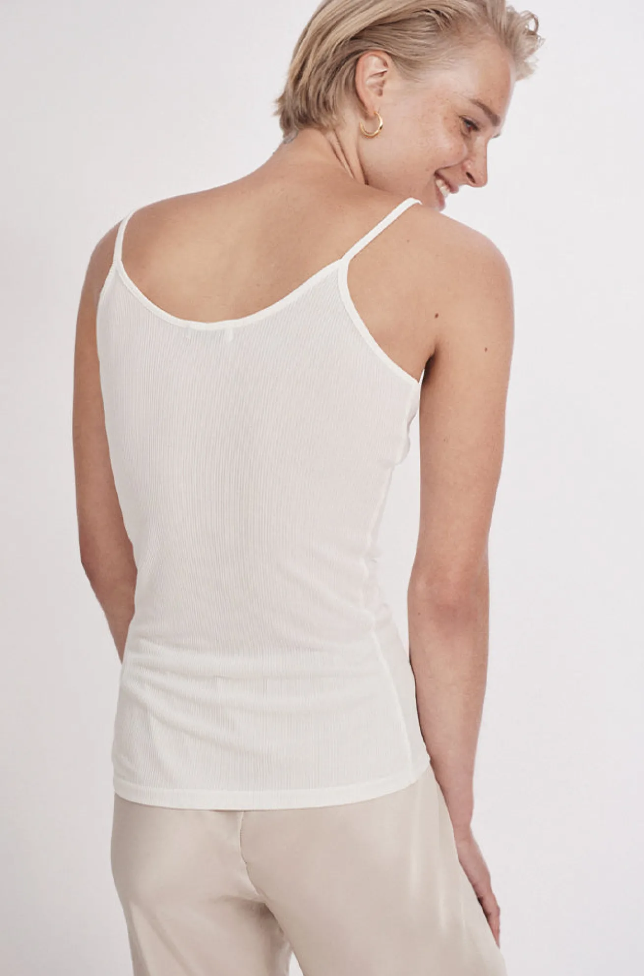 RIBBED CAMI WHITE