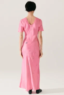 SHORT SLEEVE BIAS DRESS HOG WASH