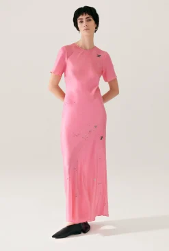 SHORT SLEEVE BIAS DRESS HOG WASH