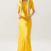SHORT SLEEVE BIAS DRESS MARIGOLD