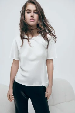 SHORT SLEEVE BIAS TOP WHITE