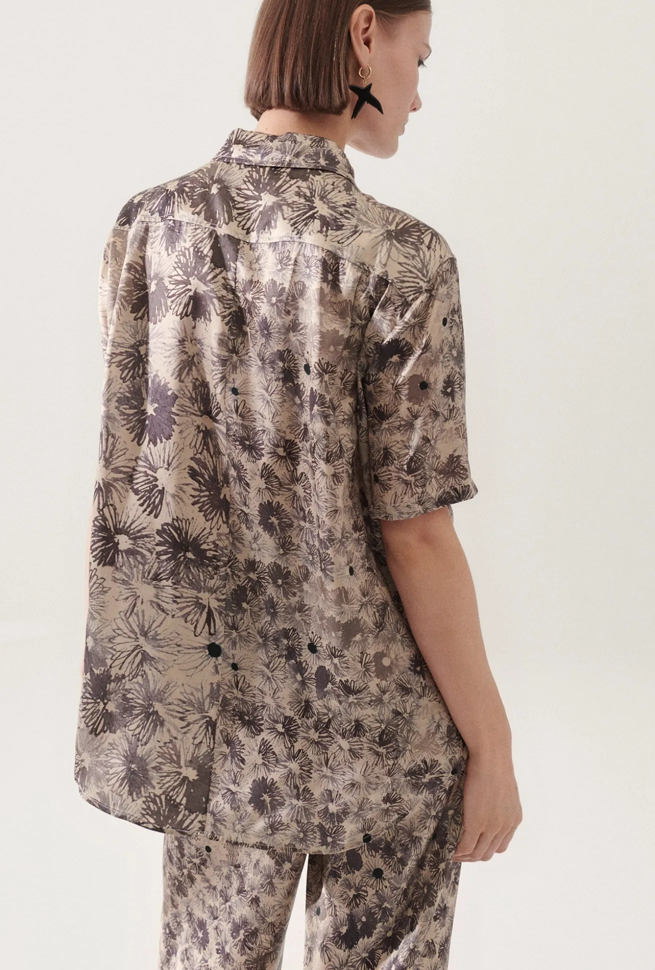 SHORT SLEEVE BOYFRIEND SHIRT ASTER FLORAL