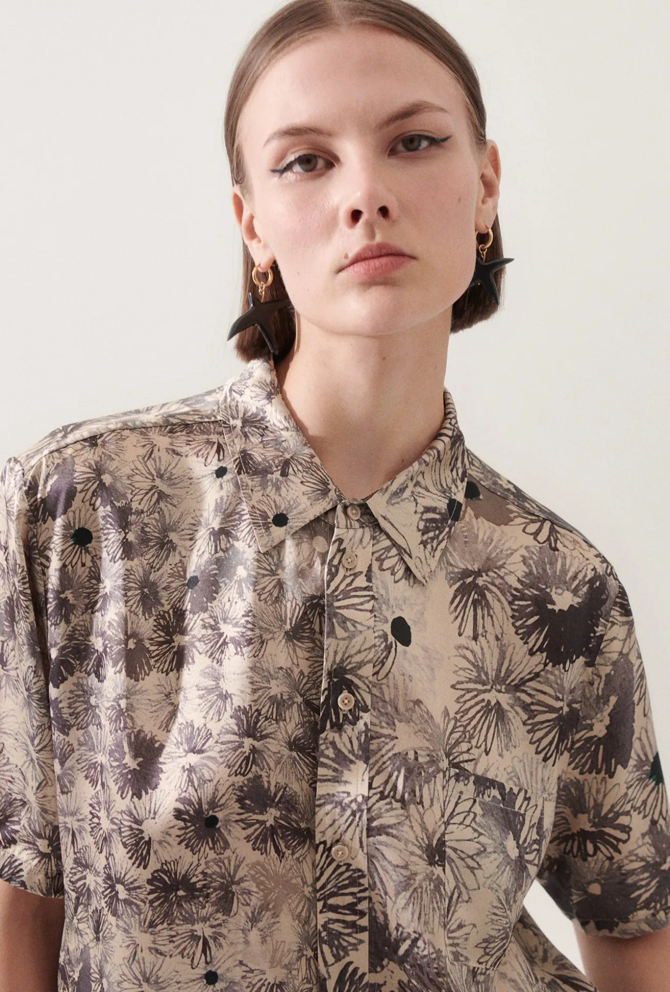 SHORT SLEEVE BOYFRIEND SHIRT ASTER FLORAL