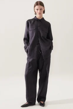 TWILL BOYFRIEND SHIRT PINSTRIPE BLACK / WHITE