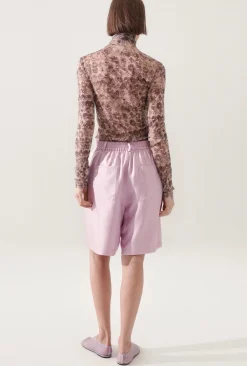 TWILL DOUBLE PLEATED SHORTS LILAC
